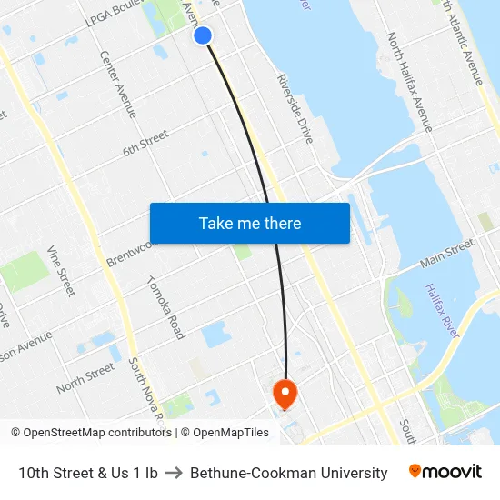 10th Street &  Us 1 Ib to Bethune-Cookman University map