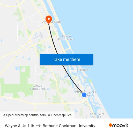 Wayne & Us 1 Ib to Bethune-Cookman University map