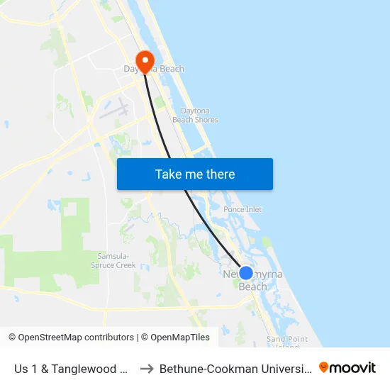 Us 1 & Tanglewood Ob to Bethune-Cookman University map