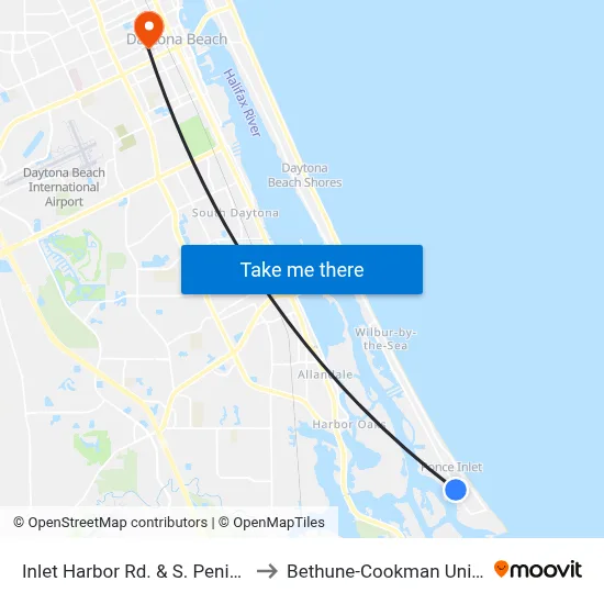 Inlet Harbor Rd. & S. Peninsula Ib to Bethune-Cookman University map