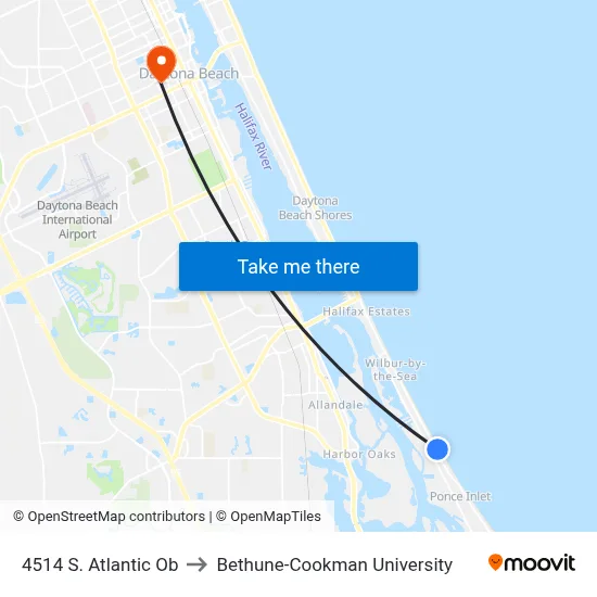 4514 S. Atlantic Ob to Bethune-Cookman University map