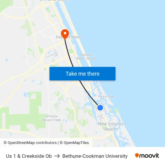 Us 1 & Creekside Ob to Bethune-Cookman University map