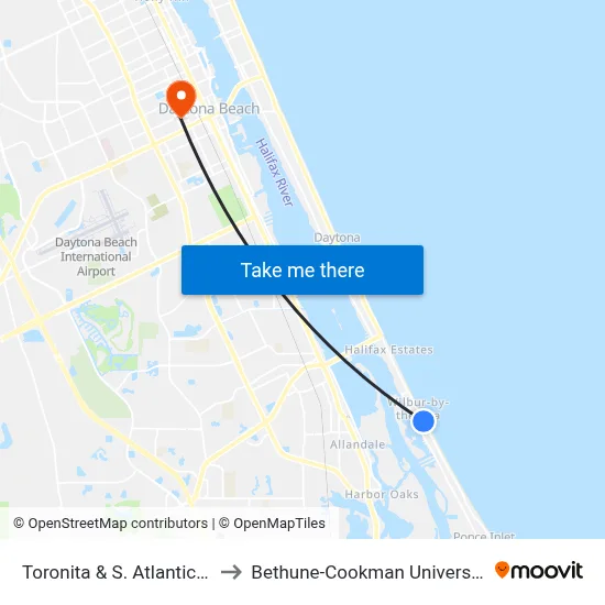 Toronita & S. Atlantic Ib to Bethune-Cookman University map