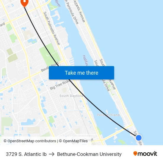 3729 S. Atlantic Ib to Bethune-Cookman University map