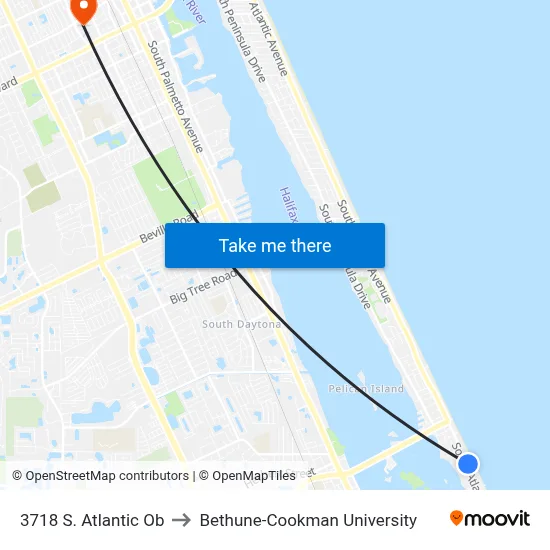 3718 S. Atlantic Ob to Bethune-Cookman University map