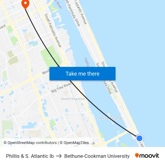 Phillis & S. Atlantic Ib to Bethune-Cookman University map