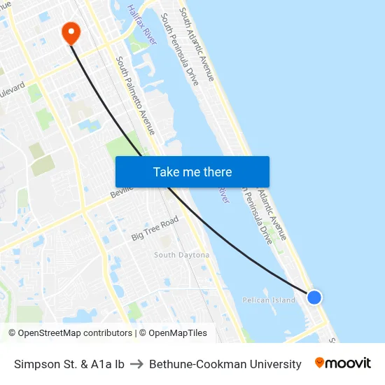 Simpson St. & A1a Ib to Bethune-Cookman University map