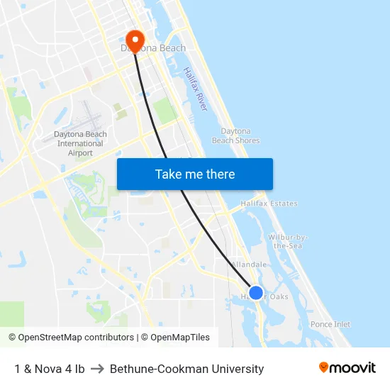 1 & Nova 4 Ib to Bethune-Cookman University map
