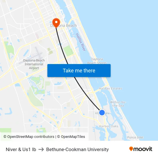 Niver & Us1 Ib to Bethune-Cookman University map