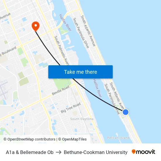 A1a & Bellemeade Ob to Bethune-Cookman University map