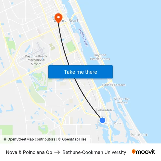 Nova & Poinciana Ob to Bethune-Cookman University map