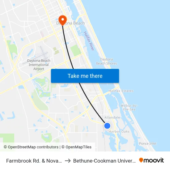 Farmbrook Rd. &  Nova Sb to Bethune-Cookman University map