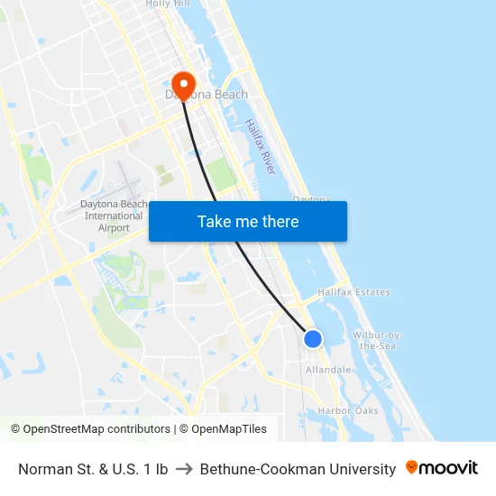 Norman St. & U.S. 1 Ib to Bethune-Cookman University map