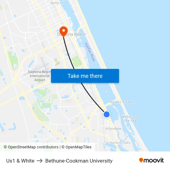 Us1 & White to Bethune-Cookman University map