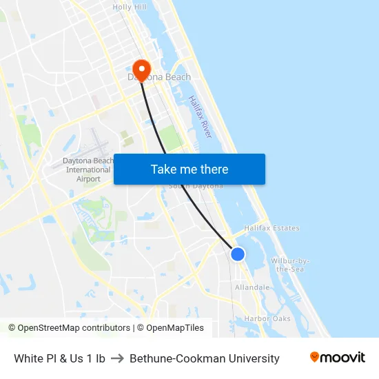 White Pl & Us 1 Ib to Bethune-Cookman University map