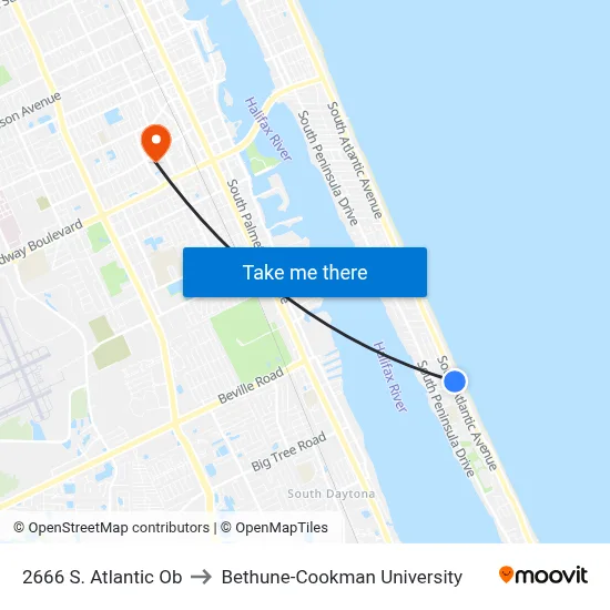 2666 S. Atlantic Ob to Bethune-Cookman University map
