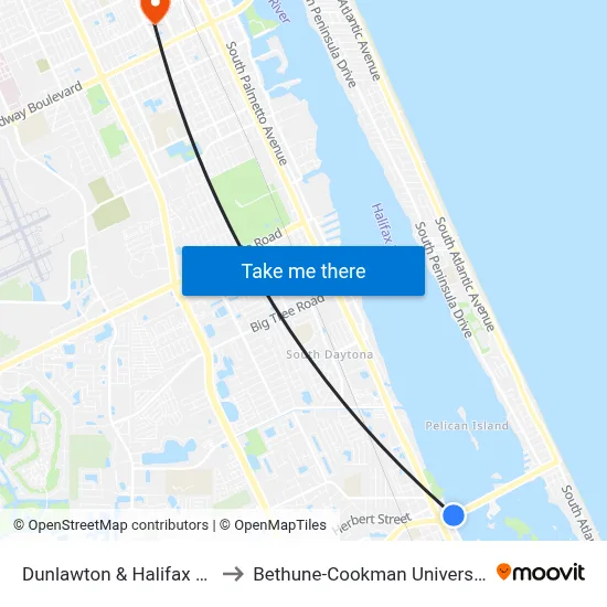 Dunlawton & Halifax Ob to Bethune-Cookman University map