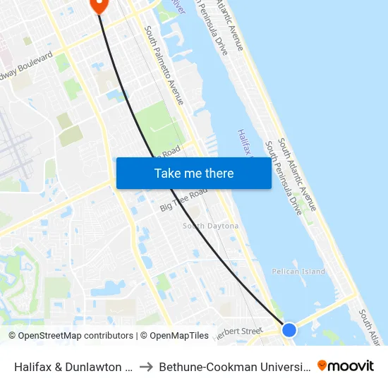 Halifax & Dunlawton Ib to Bethune-Cookman University map
