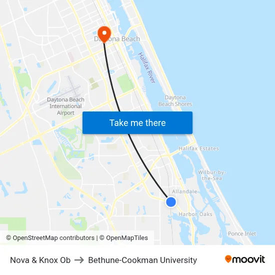 Nova & Knox Ob to Bethune-Cookman University map