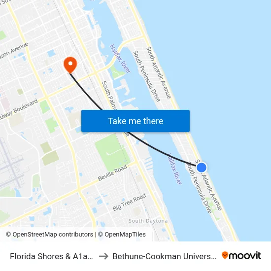 Florida Shores & A1a Ib to Bethune-Cookman University map
