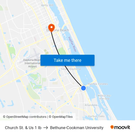 Church St. & Us 1 Ib to Bethune-Cookman University map
