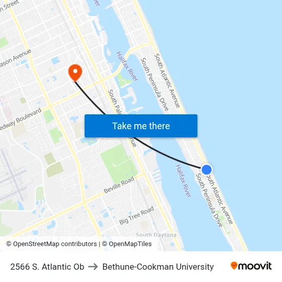 2566 S. Atlantic Ob to Bethune-Cookman University map