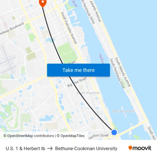 U.S. 1 & Herbert Ib to Bethune-Cookman University map