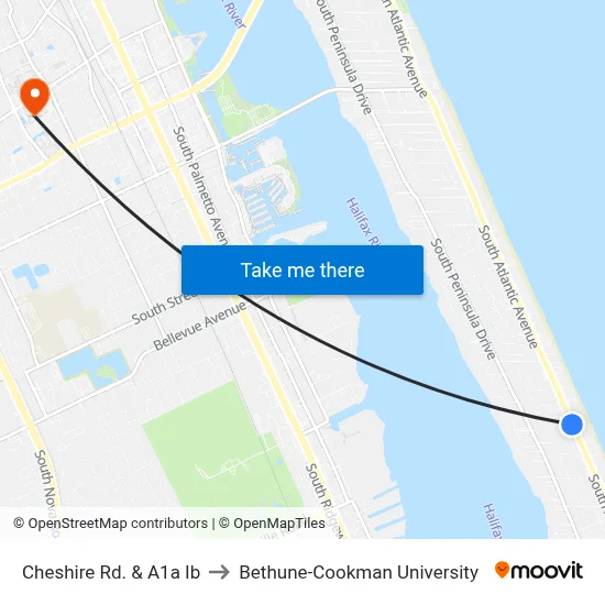 Cheshire Rd. & A1a Ib to Bethune-Cookman University map