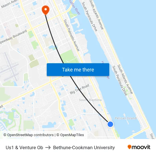 Us1 & Venture Ob to Bethune-Cookman University map