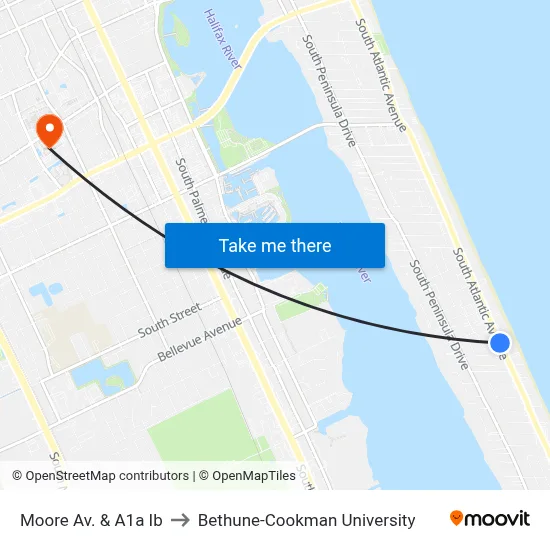 Moore Av. & A1a Ib to Bethune-Cookman University map