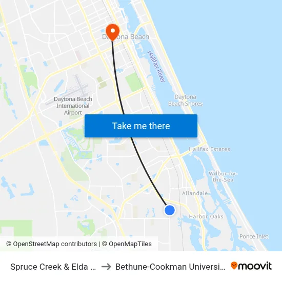 Spruce Creek & Elda Ib to Bethune-Cookman University map