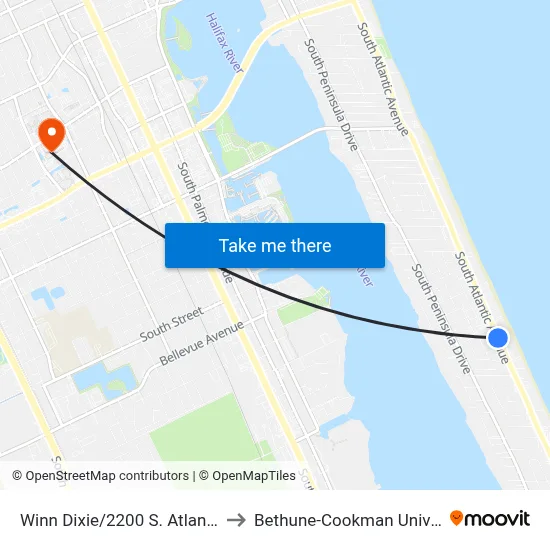 Winn Dixie/2200 S. Atlantic Ob to Bethune-Cookman University map