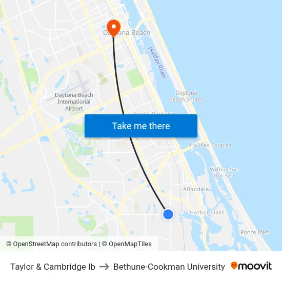 Taylor & Cambridge Ib to Bethune-Cookman University map