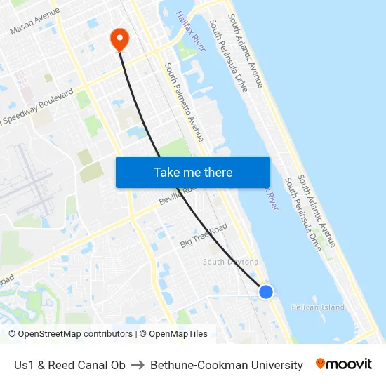 Us1 & Reed Canal Ob to Bethune-Cookman University map