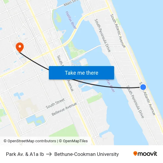 Park Av. & A1a Ib to Bethune-Cookman University map