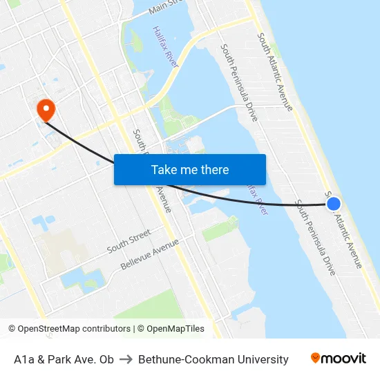 A1a & Park Ave. Ob to Bethune-Cookman University map