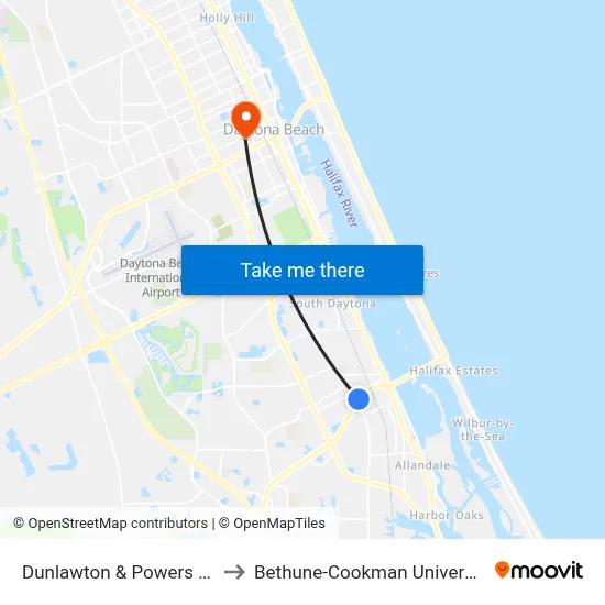 Dunlawton & Powers Ob to Bethune-Cookman University map