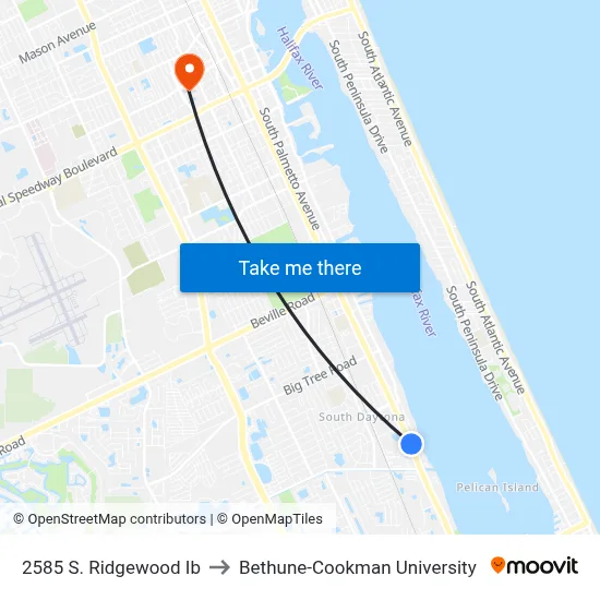 2585 S. Ridgewood Ib to Bethune-Cookman University map