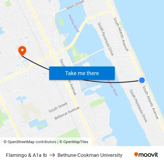 Flamingo & A1a Ib to Bethune-Cookman University map