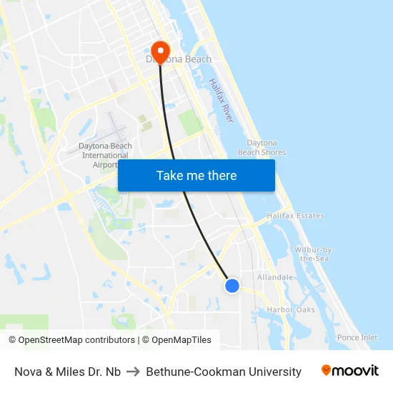 Nova & Miles Dr. Nb to Bethune-Cookman University map