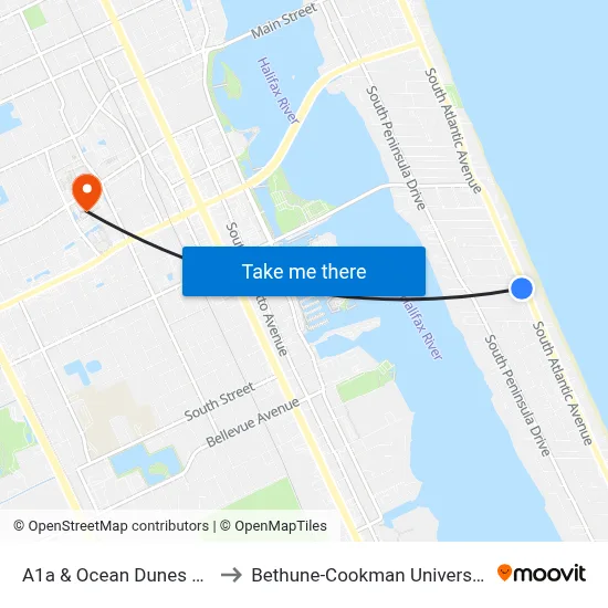 A1a & Ocean Dunes Ob to Bethune-Cookman University map