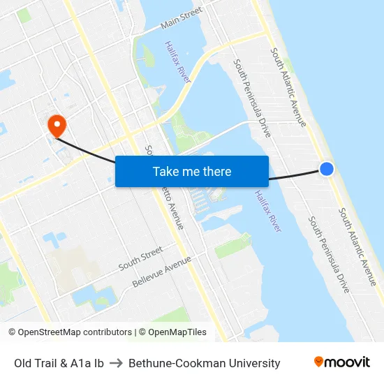 Old Trail & A1a Ib to Bethune-Cookman University map