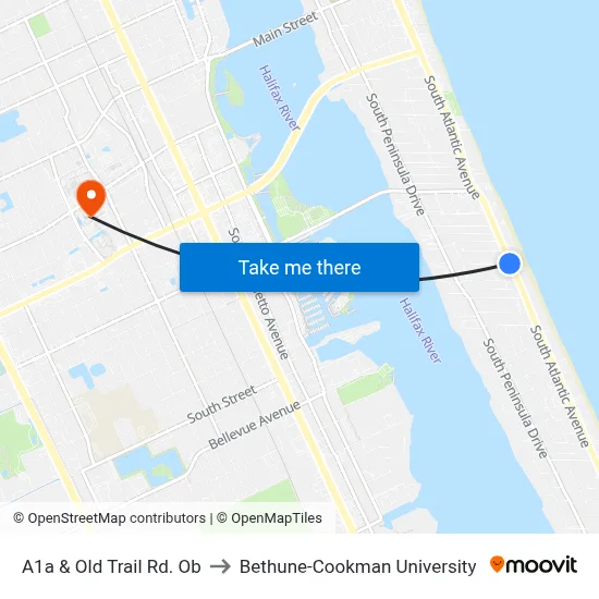A1a & Old Trail Rd. Ob to Bethune-Cookman University map