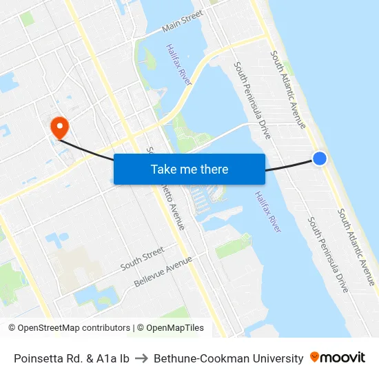 Poinsetta Rd. & A1a Ib to Bethune-Cookman University map