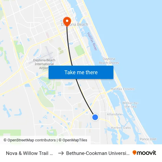 Nova & Willow Trail Ob to Bethune-Cookman University map