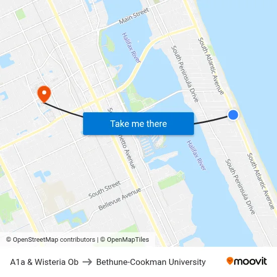 A1a & Wisteria Ob to Bethune-Cookman University map