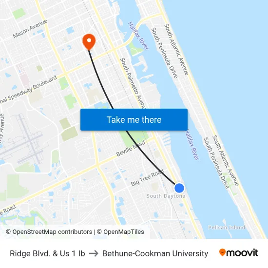 Ridge Blvd. & Us 1 Ib to Bethune-Cookman University map