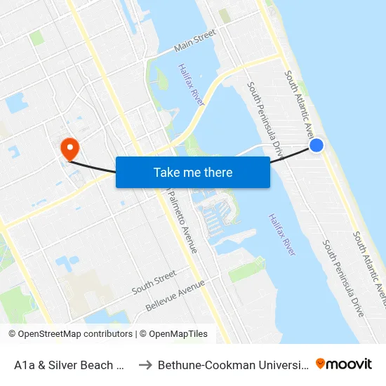 A1a & Silver Beach Wb to Bethune-Cookman University map