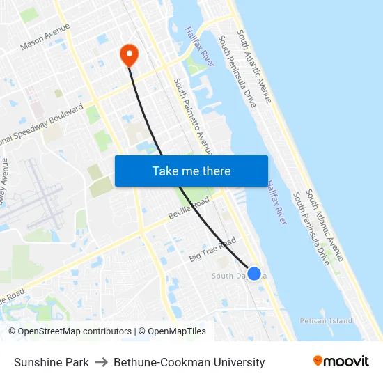Sunshine Park to Bethune-Cookman University map