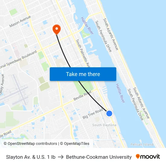 Slayton Av. & U.S. 1 Ib to Bethune-Cookman University map